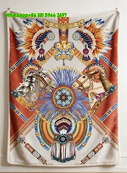 Hermes Tribal Double Horse Flannel Throw Blanket IMG_5473